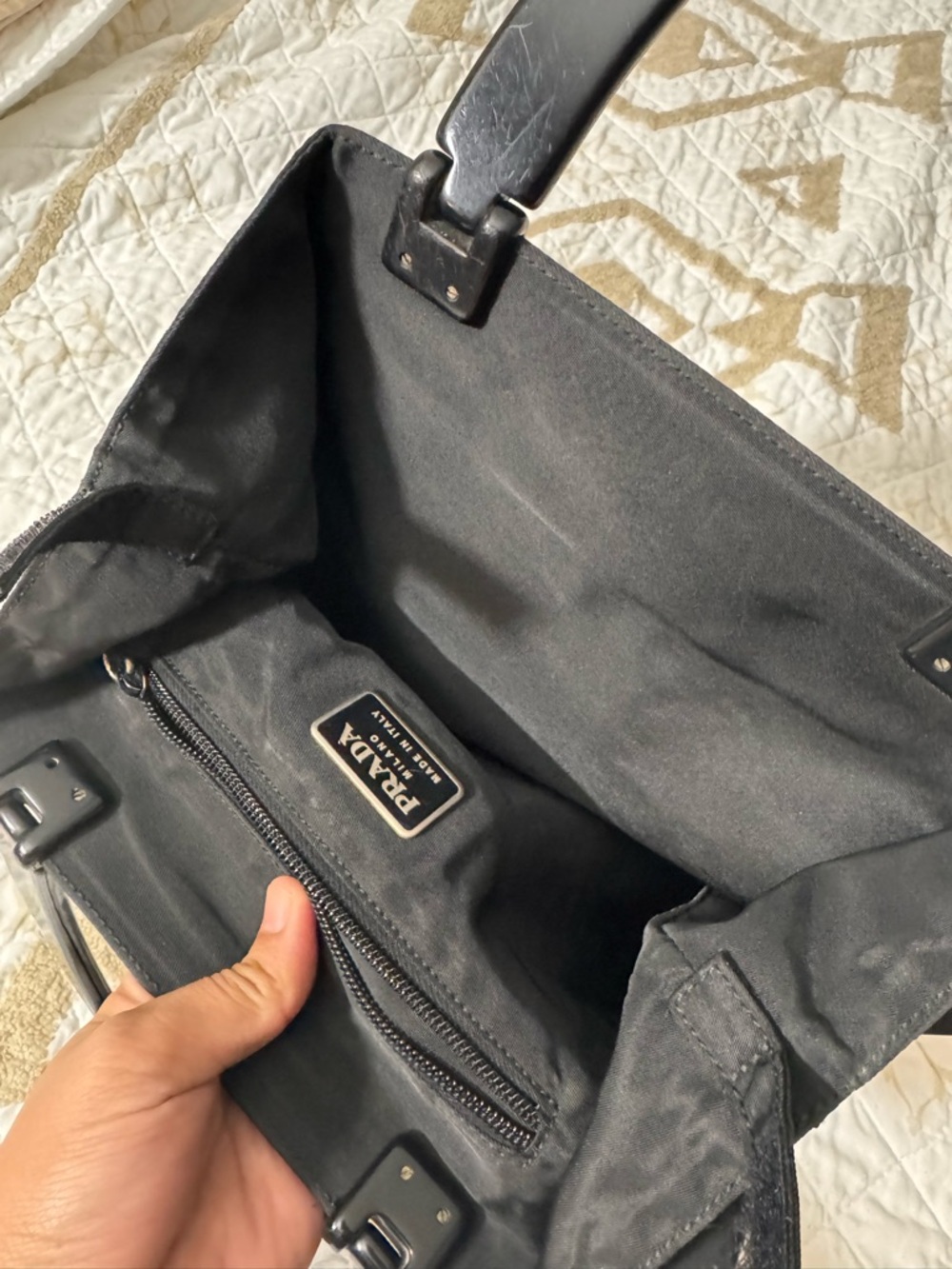 Prada Black Nylon Tote with Structured Handles - Picture 5 of 7